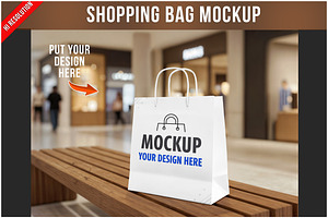 Shopping Bag On Wooden Bench In PSD, a Product Mockup by Bruno's Shop