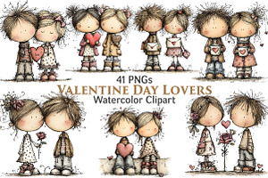 Valentine's Day Lovers Clipart, an Illustration by Pixels.Craft