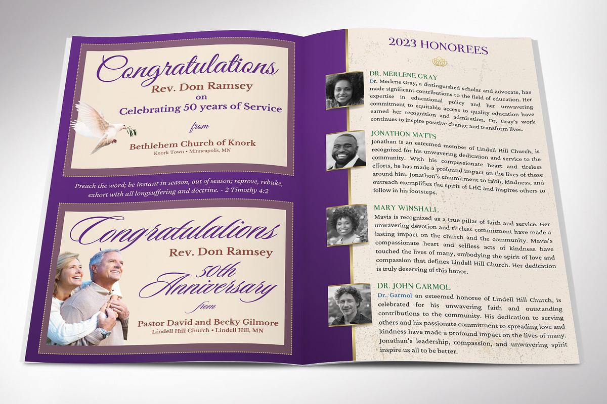 Pastor Appreciation Program Canva, a Brochure Template by Godserv Designs (Photo 5 of 11)