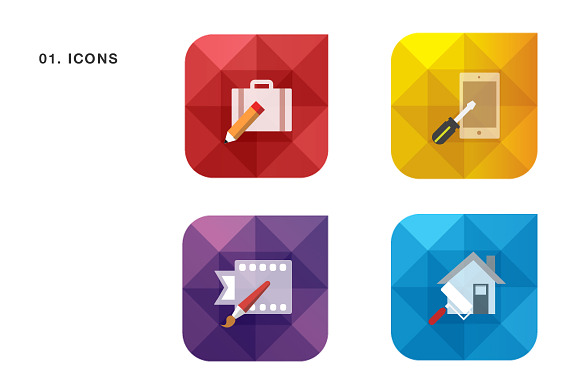Geometric Icon Set For Web Design