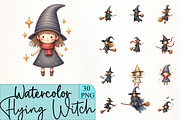 Flying Witch Clipart, an Illustration by CrexoraLab (Thumbnail 1 of 5)