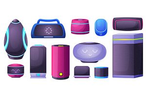 Cartoon smart speaker. Loudspeakers, a Technology Illustration by LadadikArt
