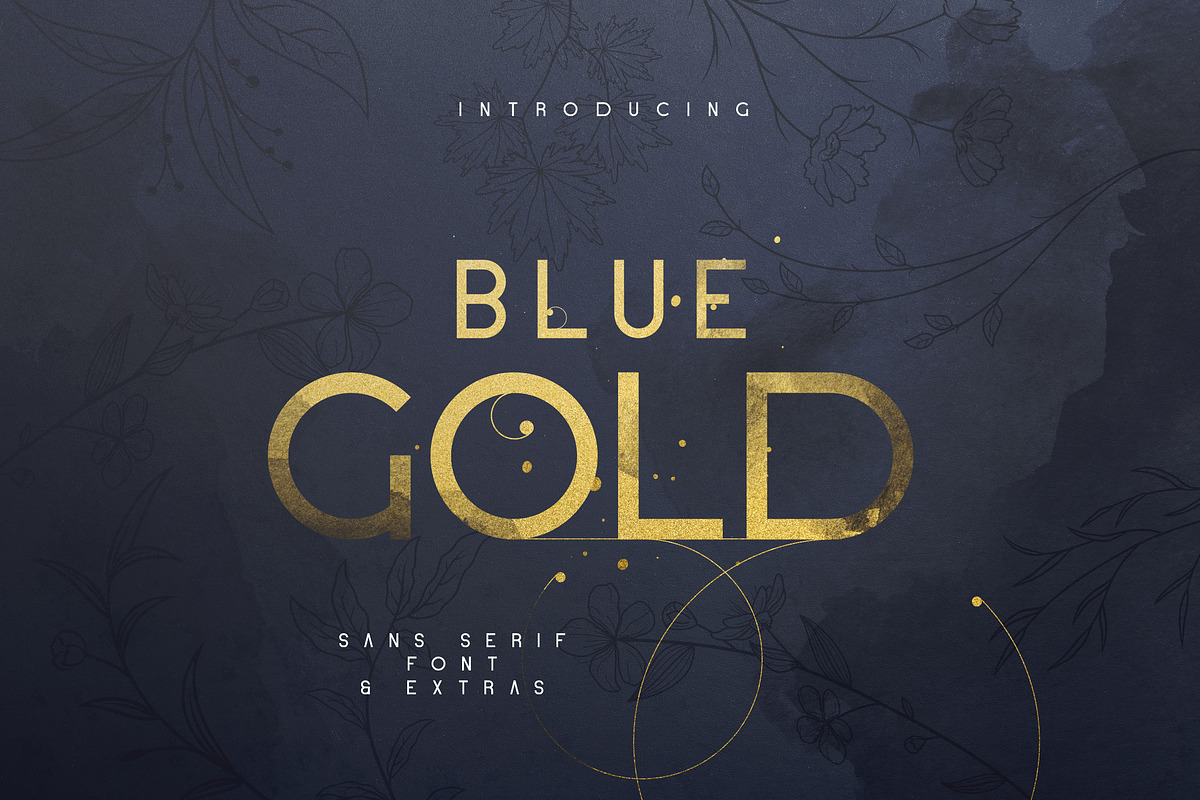 Blue Gold sans serif font + Extras