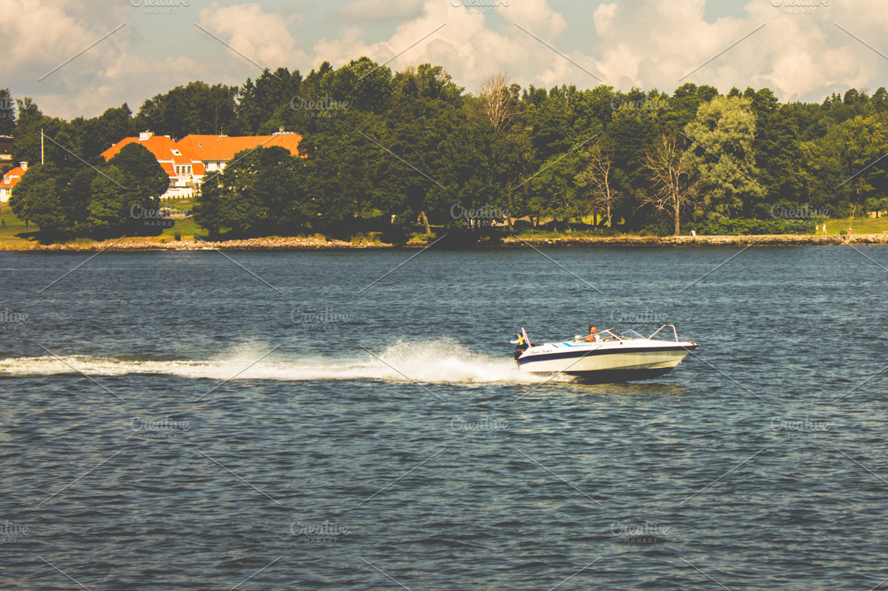 Motorboat near Sweden Islands