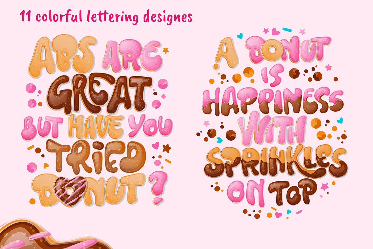 Handdrawn Donut lettering set, an Illustration by Letterscraft