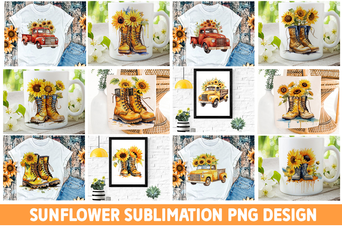 Sunflowers Sublimation Cliparts Set, an Object Graphic by Fokira (Photo 2 of 2)