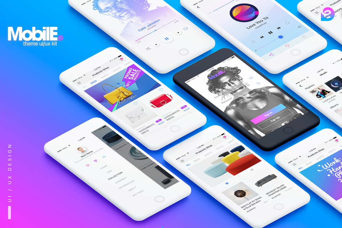 Mobile Theme UI/UX Kit, an UI Kit Template by App for Mobile & Website (Photo 1 of 10)