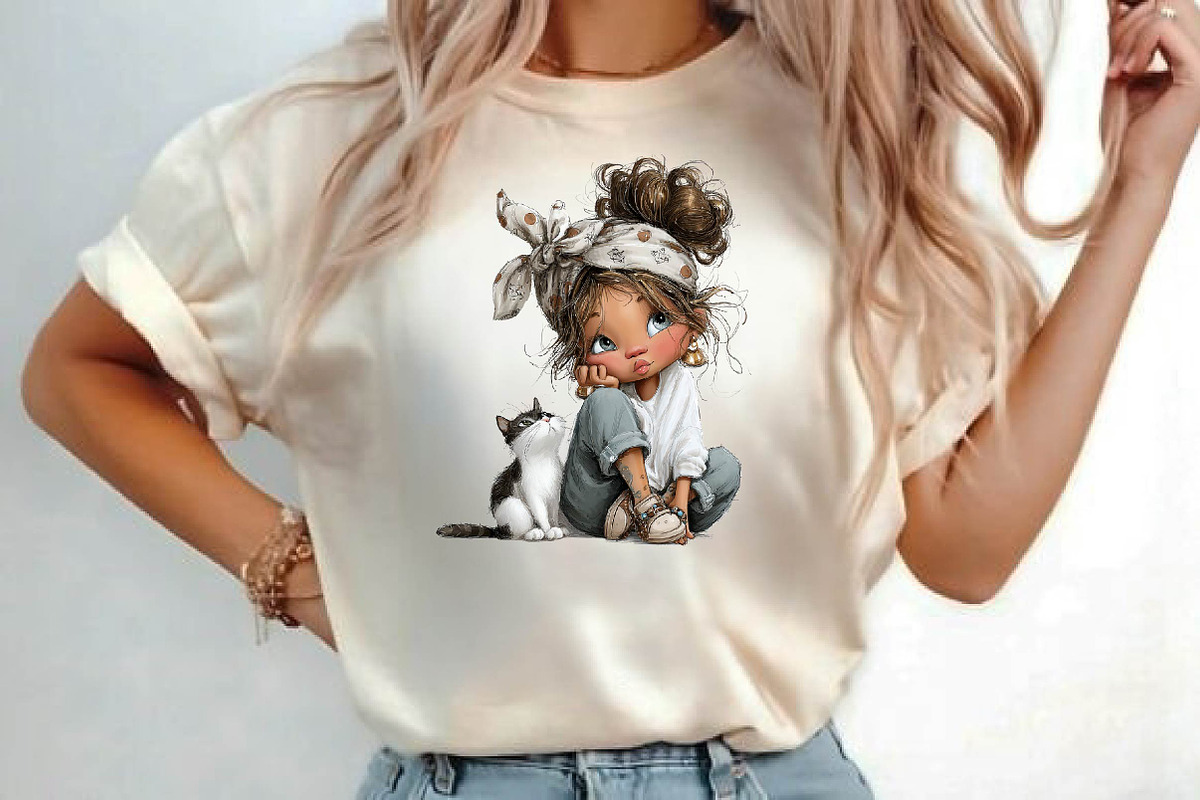 Whimsical Girl with cat clipart, a Person Illustration by fashionaddict (Photo 5 of 7)