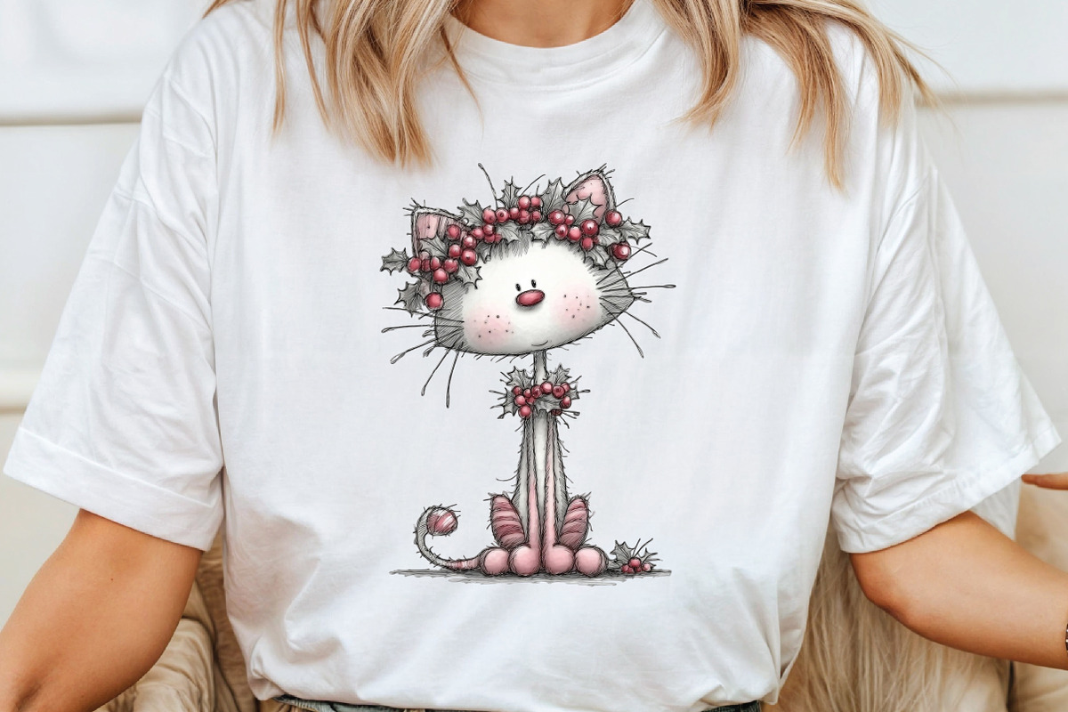 Whimsical Christmas Cat Clipart, an Illustration by CraftArtStudio (Photo 4 of 6)