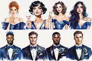 Blue Royal Wedding Clipart, an Illustration by NadiaTheronArt (Thumbnail 4 of 5)