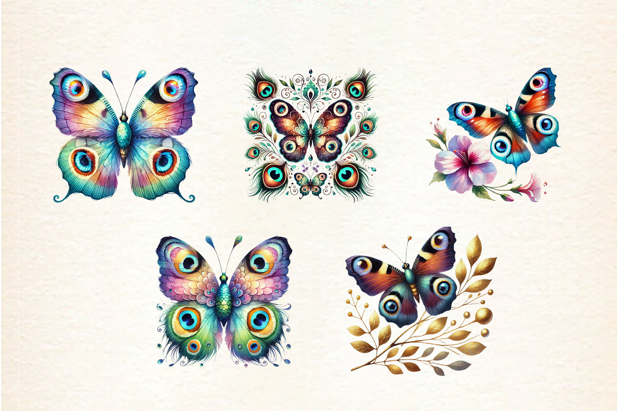 Peacock Butterfly Clipart, an Illustration by DreamArtGraphic (Photo 4 of 5)