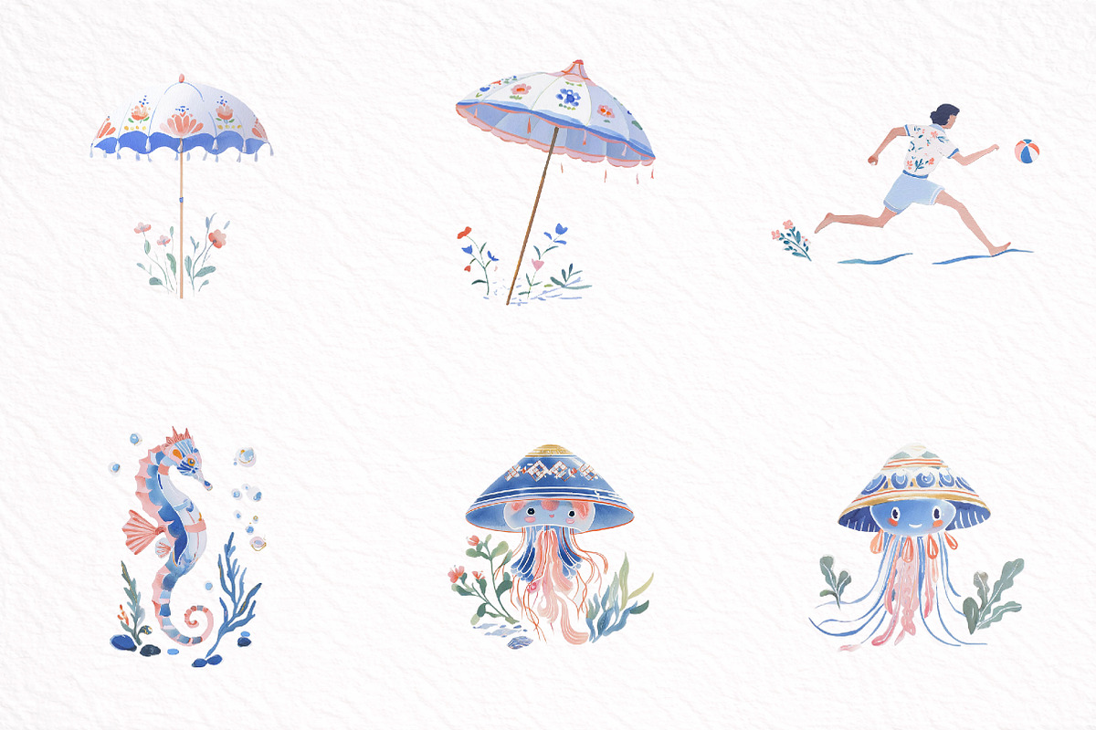 Whimsical Summer Clipart PNG, an Illustration by DreamArtGraphic (Photo 6 of 8)