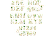 10 Watercolor Animal Alphabets., an Animal Illustration by TaPilipa (Thumbnail 10 of 11)