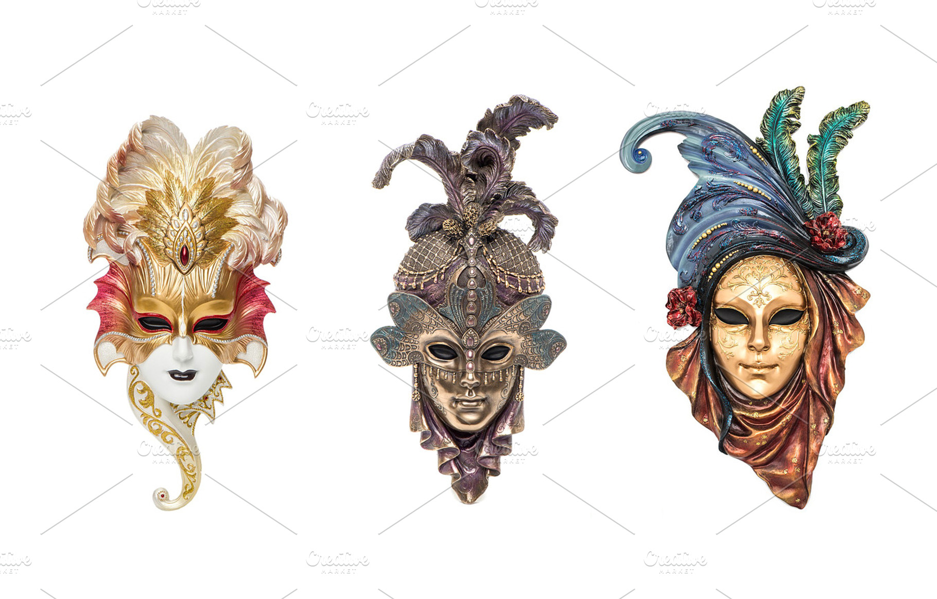 Venetian masks for venice carnival containing isolated, italian, and, an Arts & Entertainment Photo by Sisika