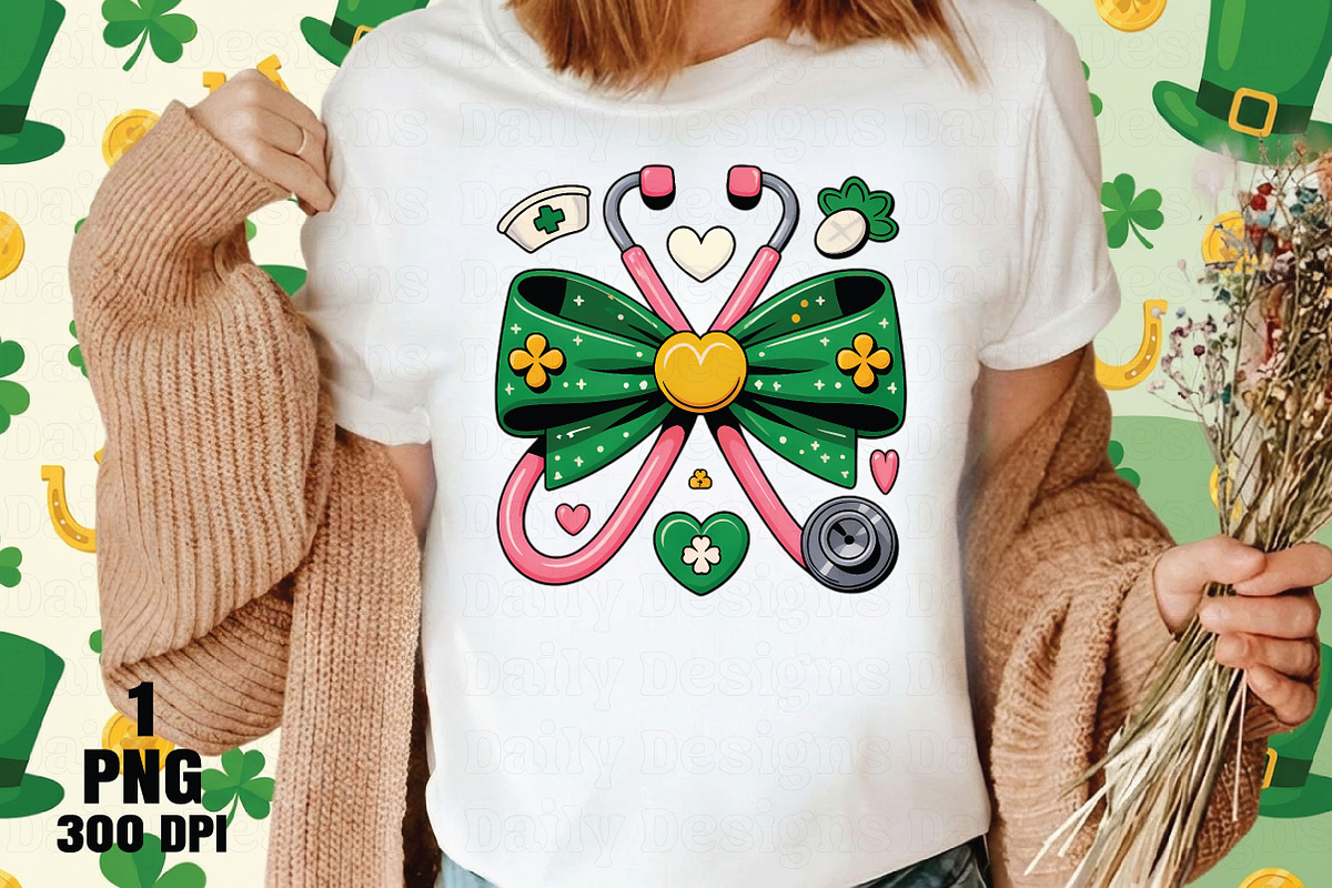 St. Patrick’s Day Nurse Bow PNG, an Illustration by Daily.Designs (Photo 3 of 5)