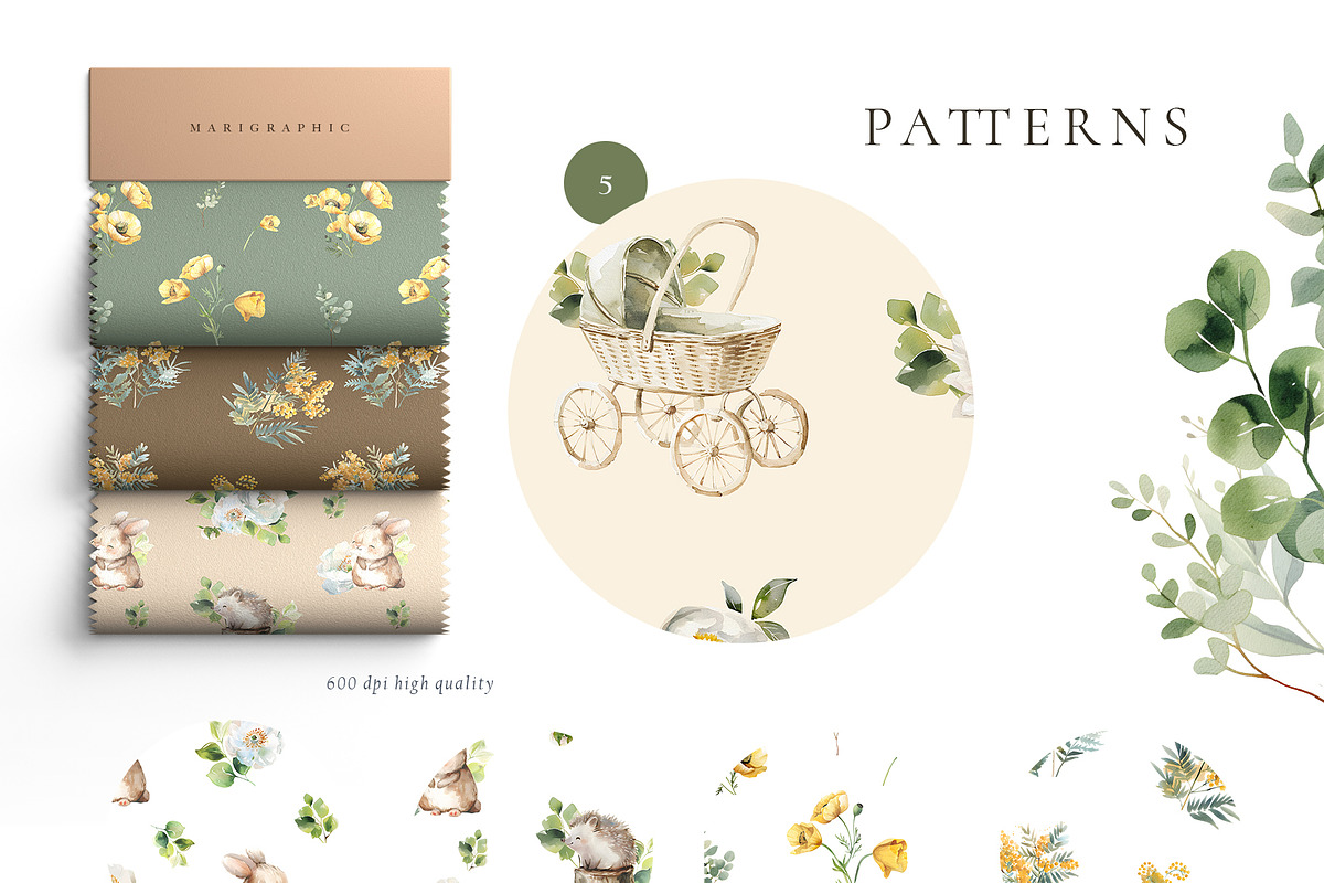 Watercolor newborn woodland animals, an Animal Illustration by MariGraphic boutique (Photo 7 of 9)