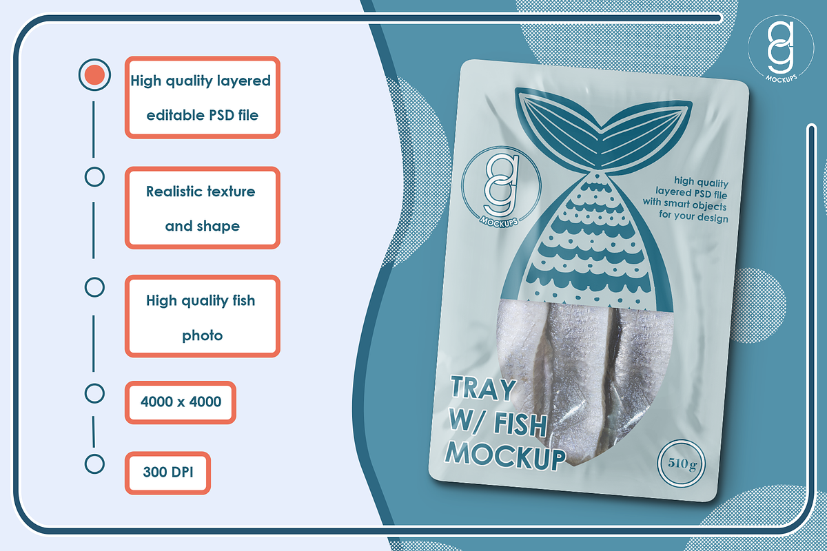 Plastic Tray with Fish Mockup, a Packaging Mockup by AG Mockups (Photo 2 of 4)
