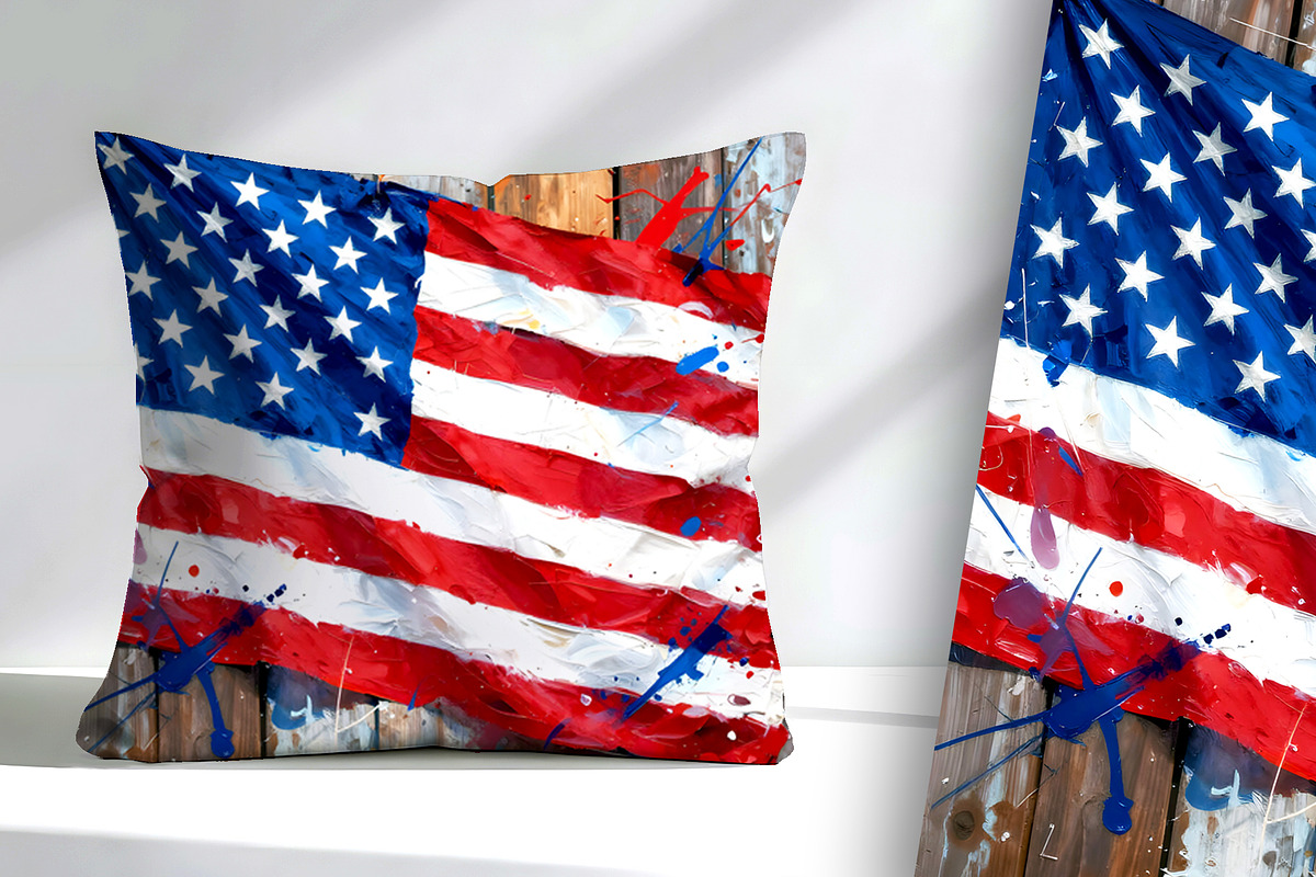 American Flag on Barn Board, a Seasonal Illustration by Sharon Schwalbe (Photo 3 of 5)