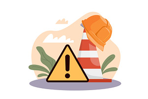 Workplace safety. Construction works, an Illustration by YummyBuum