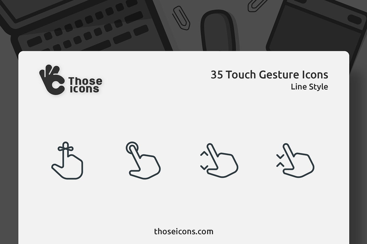 35 Touch Gestures Line Icon, an Outline Icon by Those Icons (Photo 1 of 2)