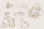 Victorian Line Art Christmas Set, a Decorative Illustration by AlenaVlasko stock Market (Thumbnail 8 of 13)