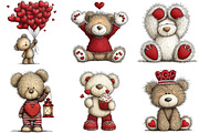 Valentines Teddy Bear Clipart, an Illustration by Craft Nest (Thumbnail 6 of 11)