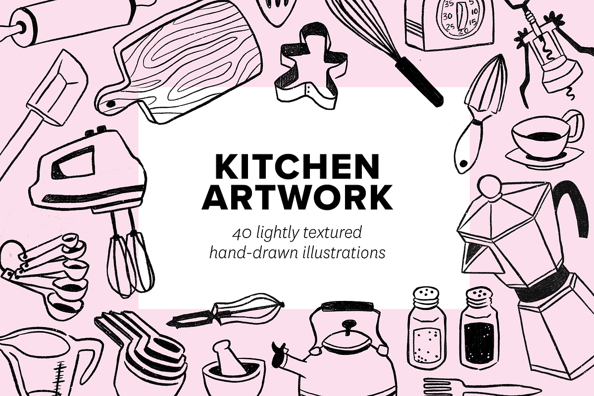 Hand Drawn Kitchen Illustrations, a Texture Illustration by rabeccky (Photo 1 of 3)