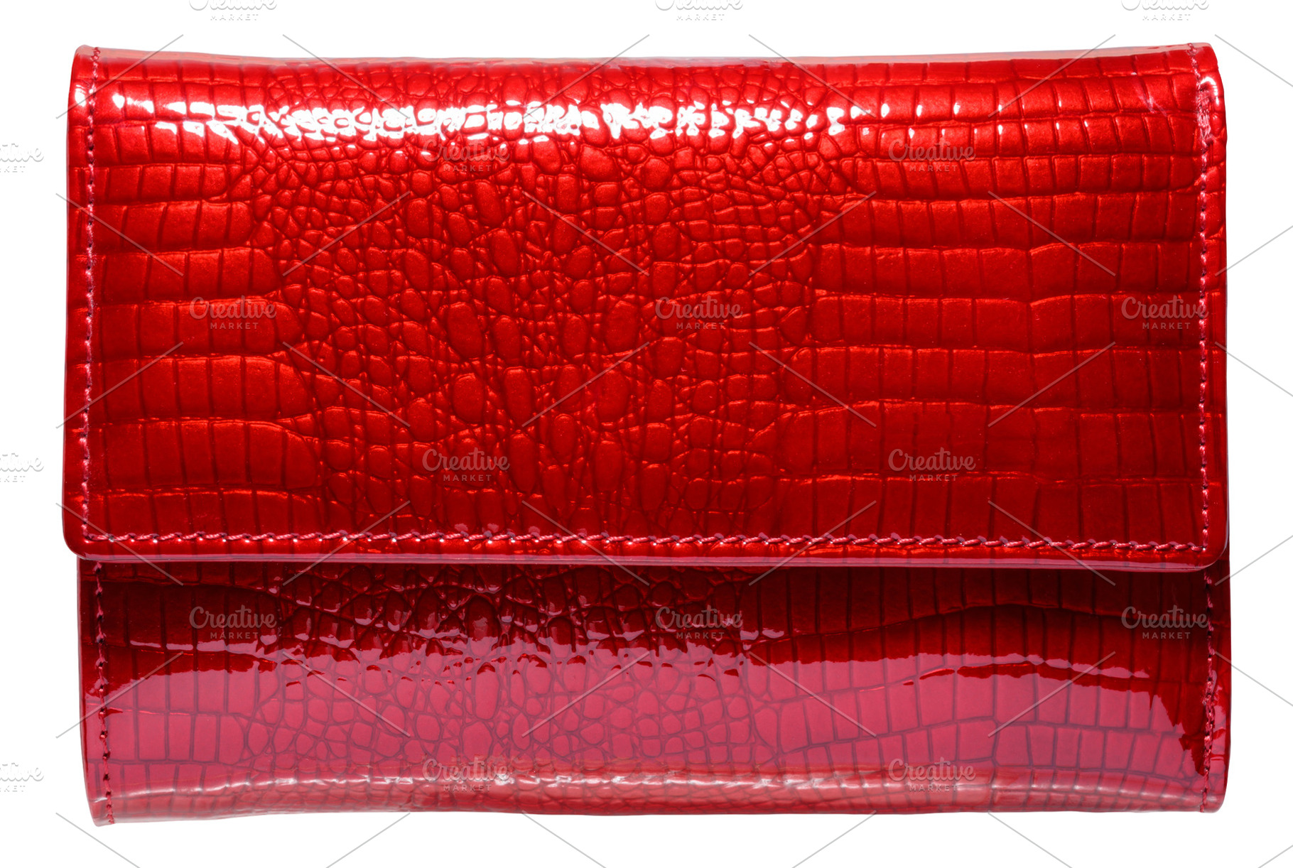 A vibrant women's wallet made of red patent leather with a croco, a Beauty & Fashion Photo by ndanko