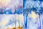 Winter Landscapes set#3. Watercolor., an Illustration by AlexGreenArt (Thumbnail 4 of 4)