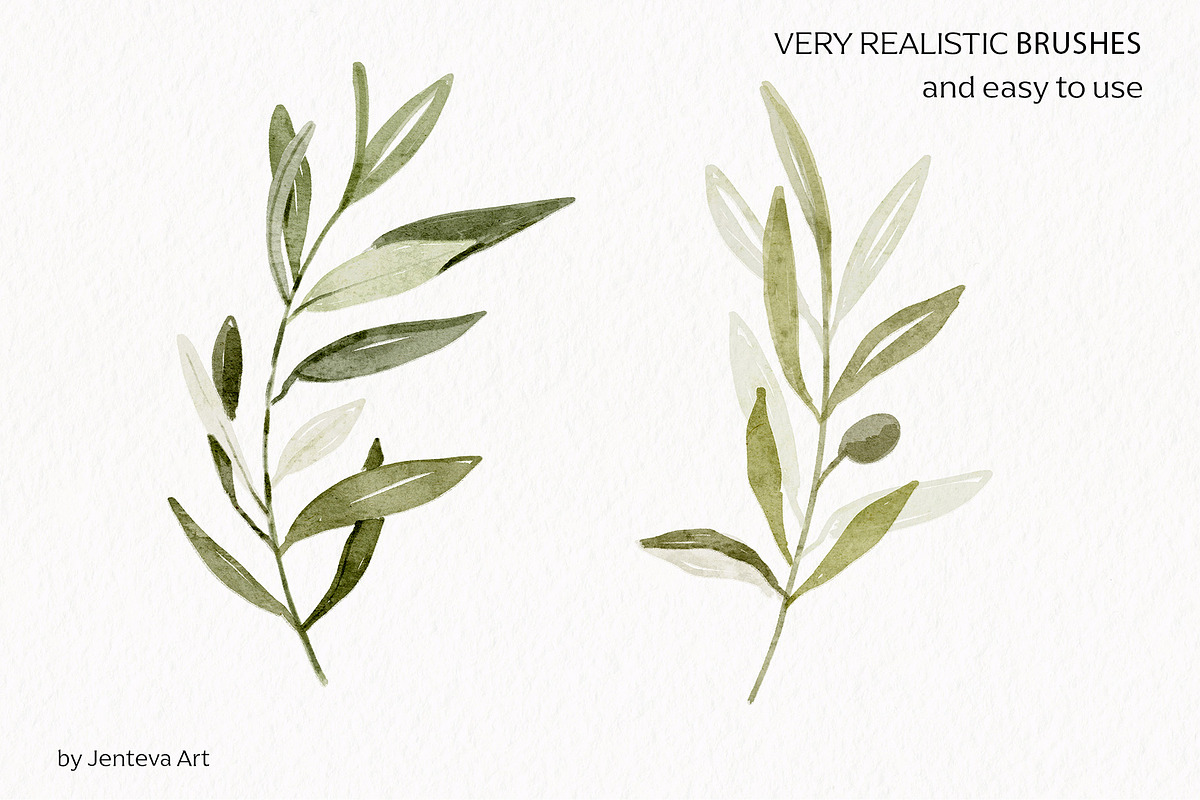 Realistic watercolor brushes - PS, a Brush Add-On by Jenteva Art (Photo 3 of 11)