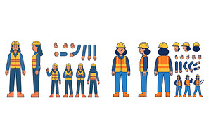 Construction worker character, an Illustration by ZinetroN