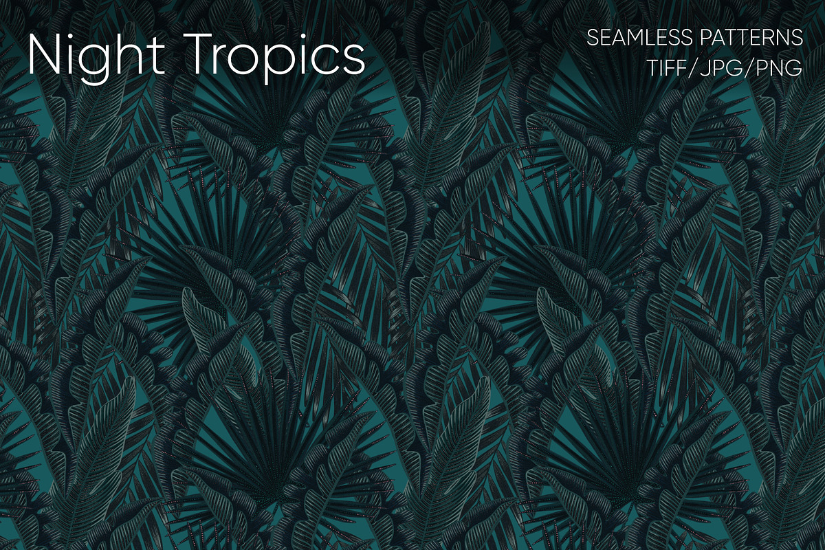 Night Tropics seamless patterns, a Pattern Graphic by ANAKOTO (Photo 4 of 20)