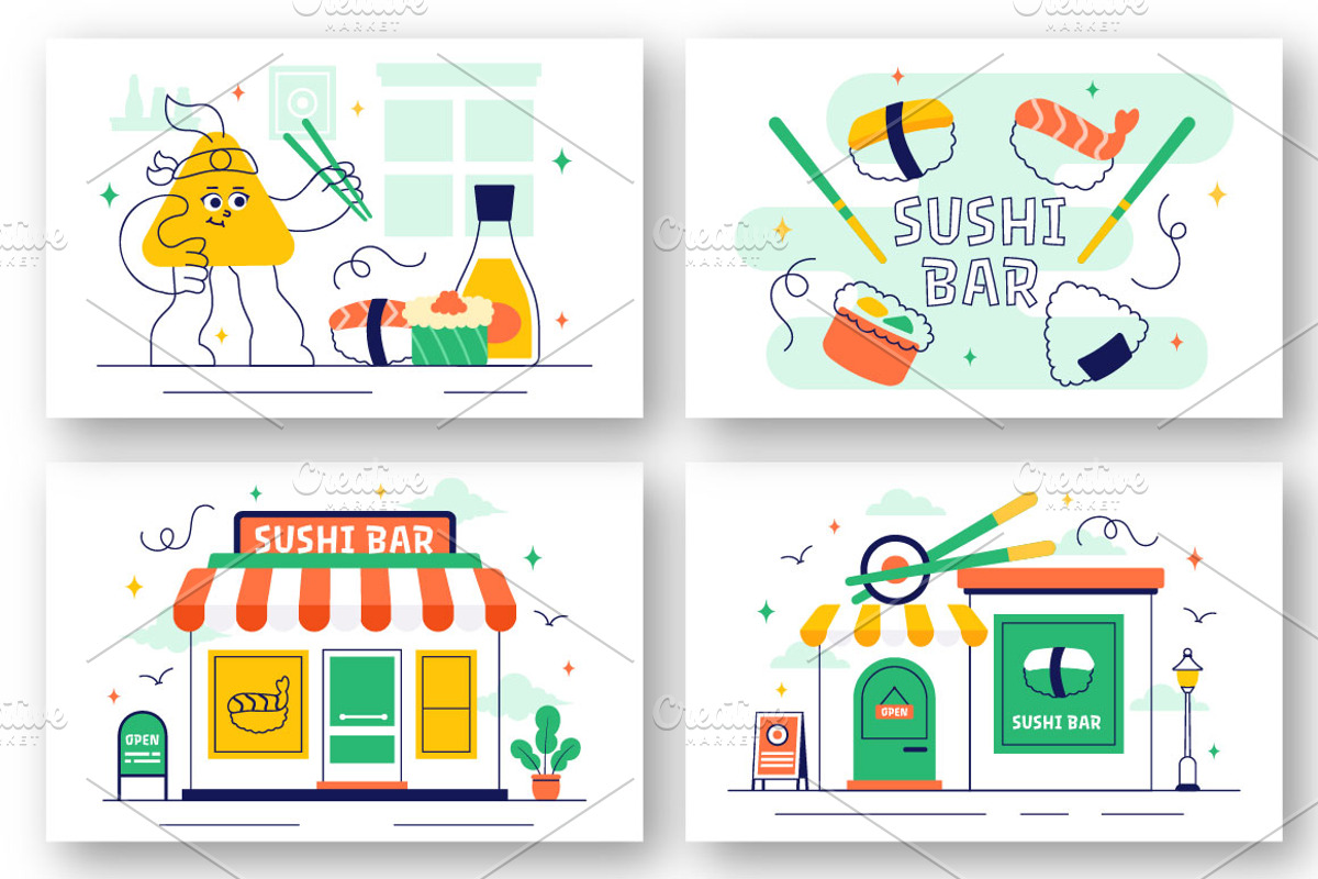 10 Sushi Bar Illustration, a Food Illustration by denayunebgt (Photo 2 of 4)