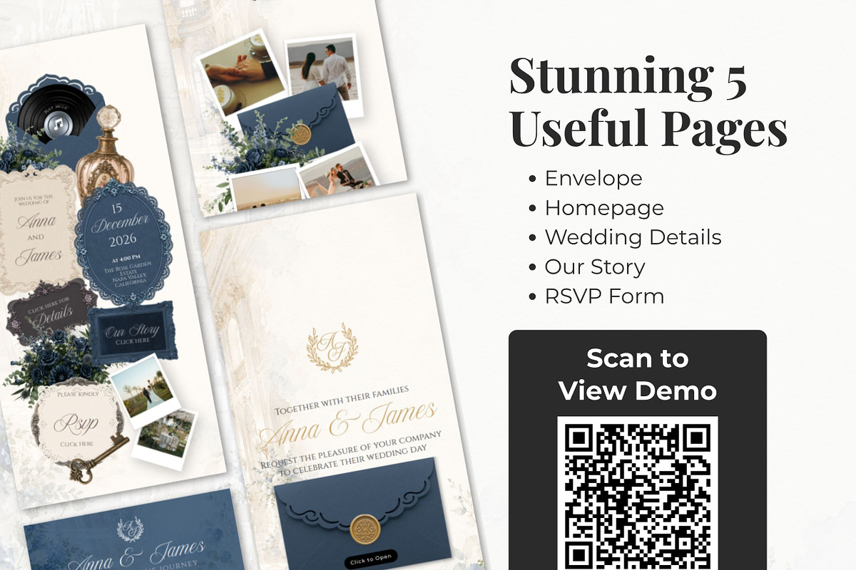 Navy Blue Wedding Website Invitation, a Landing Page Template by Everyday Perfection (Photo 4 of 13)