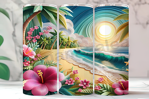 3D Ocean Vibes Beach Tumbler, a Background Photo by LamanAzalea