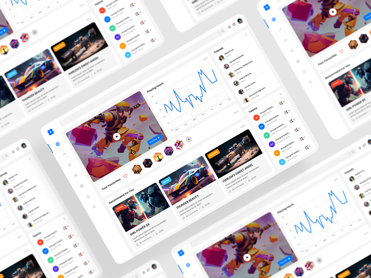 Games Dashboard UI Kit, an UI Kit Template by iDoodle Studio