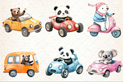 Watercolor Bear Driving Clipart, an Illustration by Rose Art (Thumbnail 2 of 3)