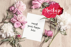 Beautiful Floral Mockup With A Card