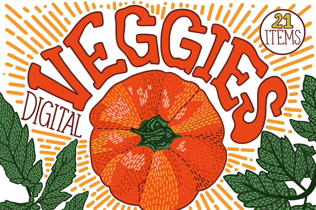 Veggie Digital Pack, a Food Illustration by Si Design Loft (Photo 1 of 5)