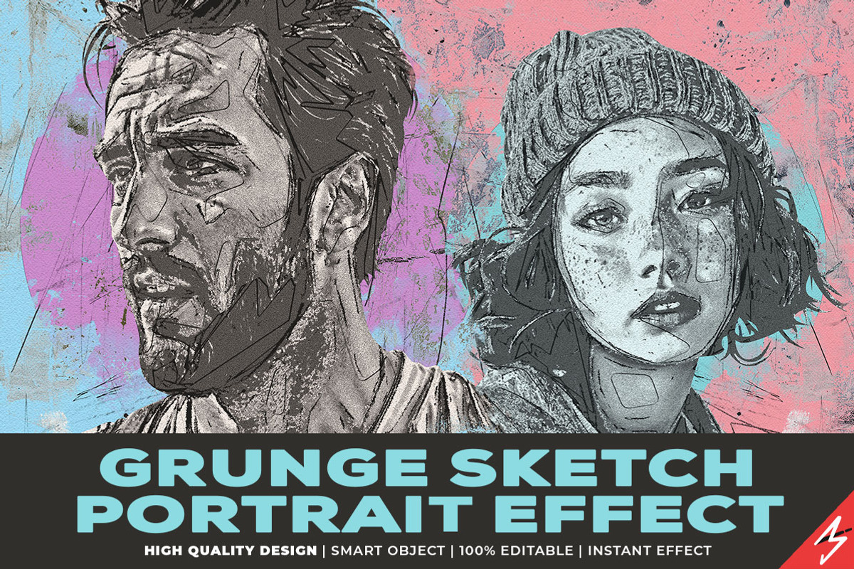 Grunge Sketch Portrait Effect, an Action Add-On by Amorjesu.com (Photo 1 of 21)