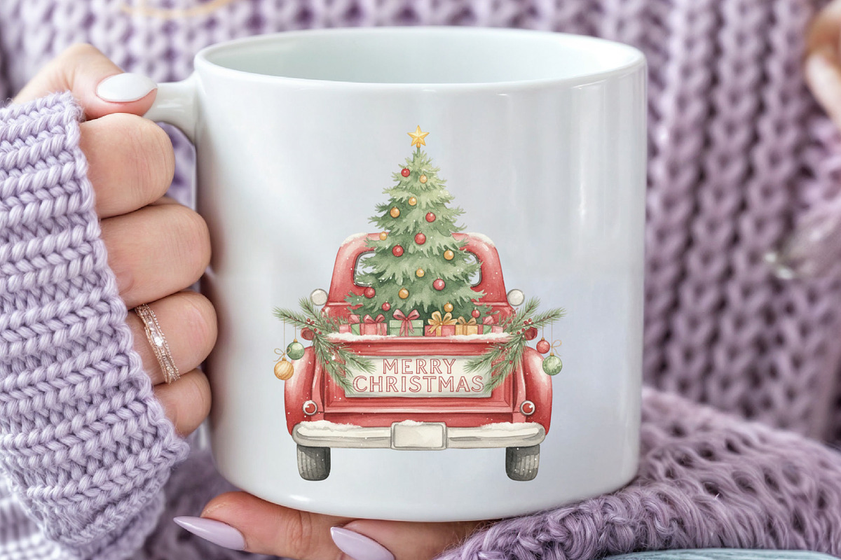 Christmas Trucks Clipart, an Illustration by Black Bird Studio (Photo 3 of 4)