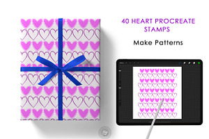 Procreate Heart Stamps 40 Brushes