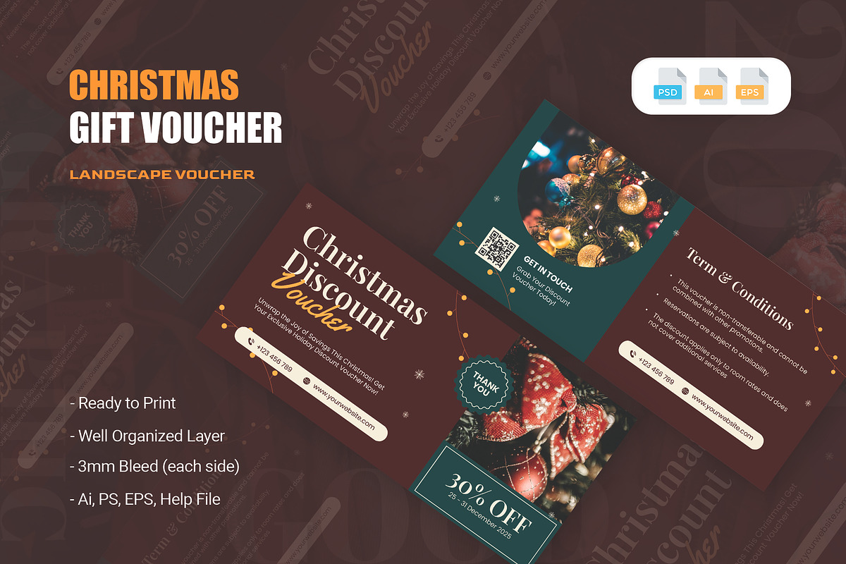 Christmas Discount - Gift Voucher, a Print Template by AQR Studio (Photo 1 of 2)