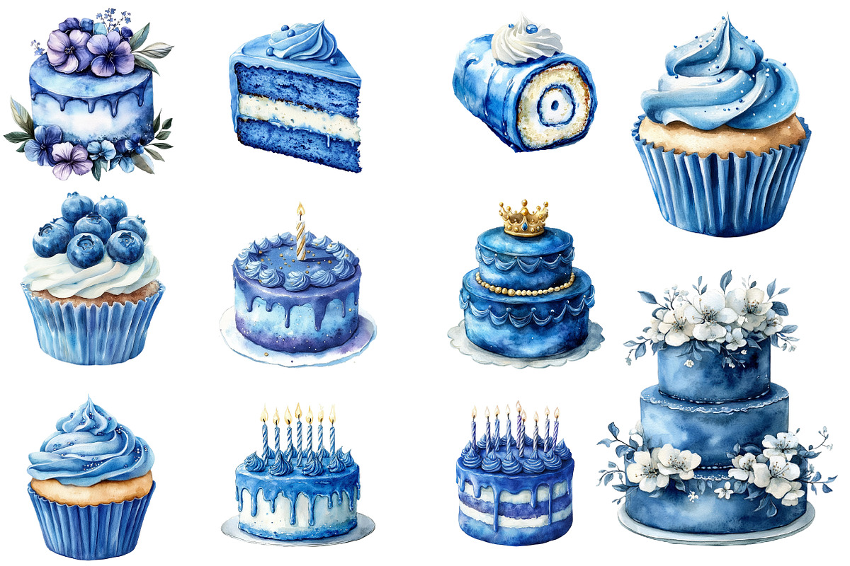 Royal Blue Cakes Clip Art, an Illustration by Designworld (Photo 2 of 4)