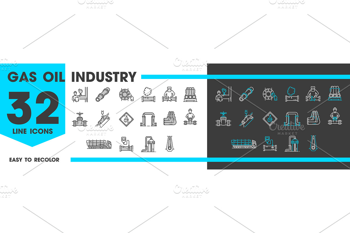 Gas oil line icons, tank truck, a Technology Illustration by Vector Tradition
