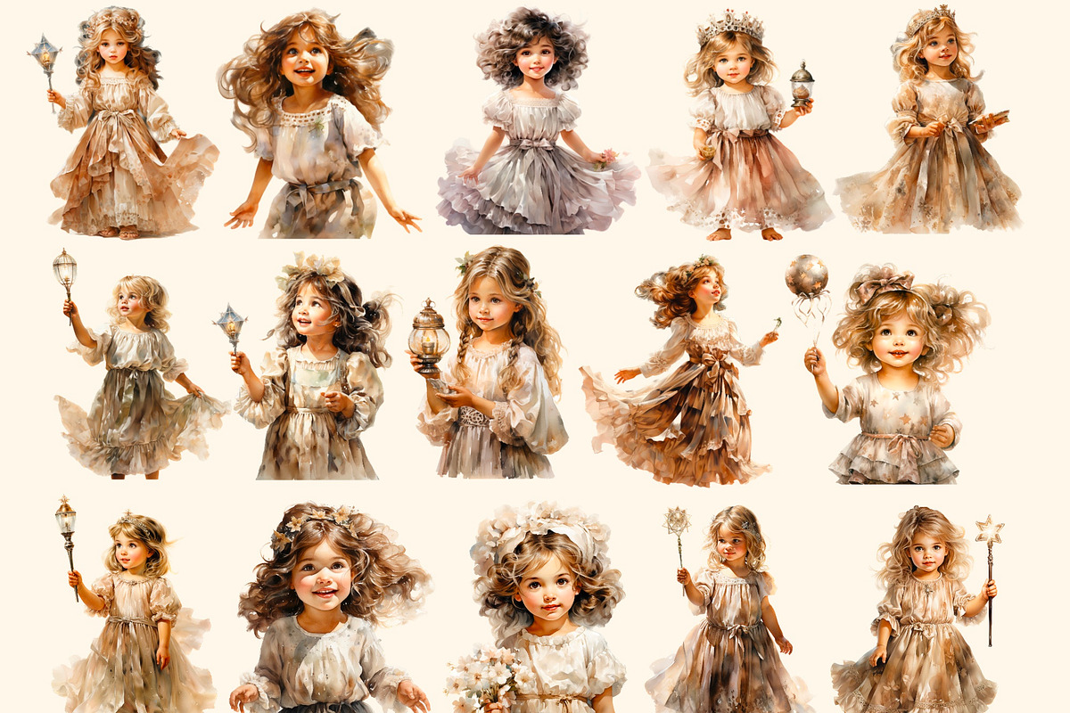 Christmas star Victorian little girl, a Person Illustration by Hello My Print (Photo 4 of 7)