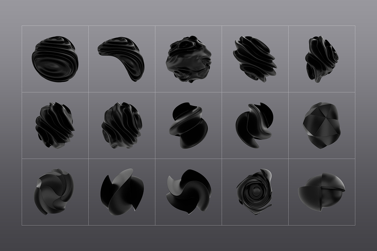 3D Black Shapes - 120 illustrations, an Object Graphic by assetpro.design (Photo 9 of 15)