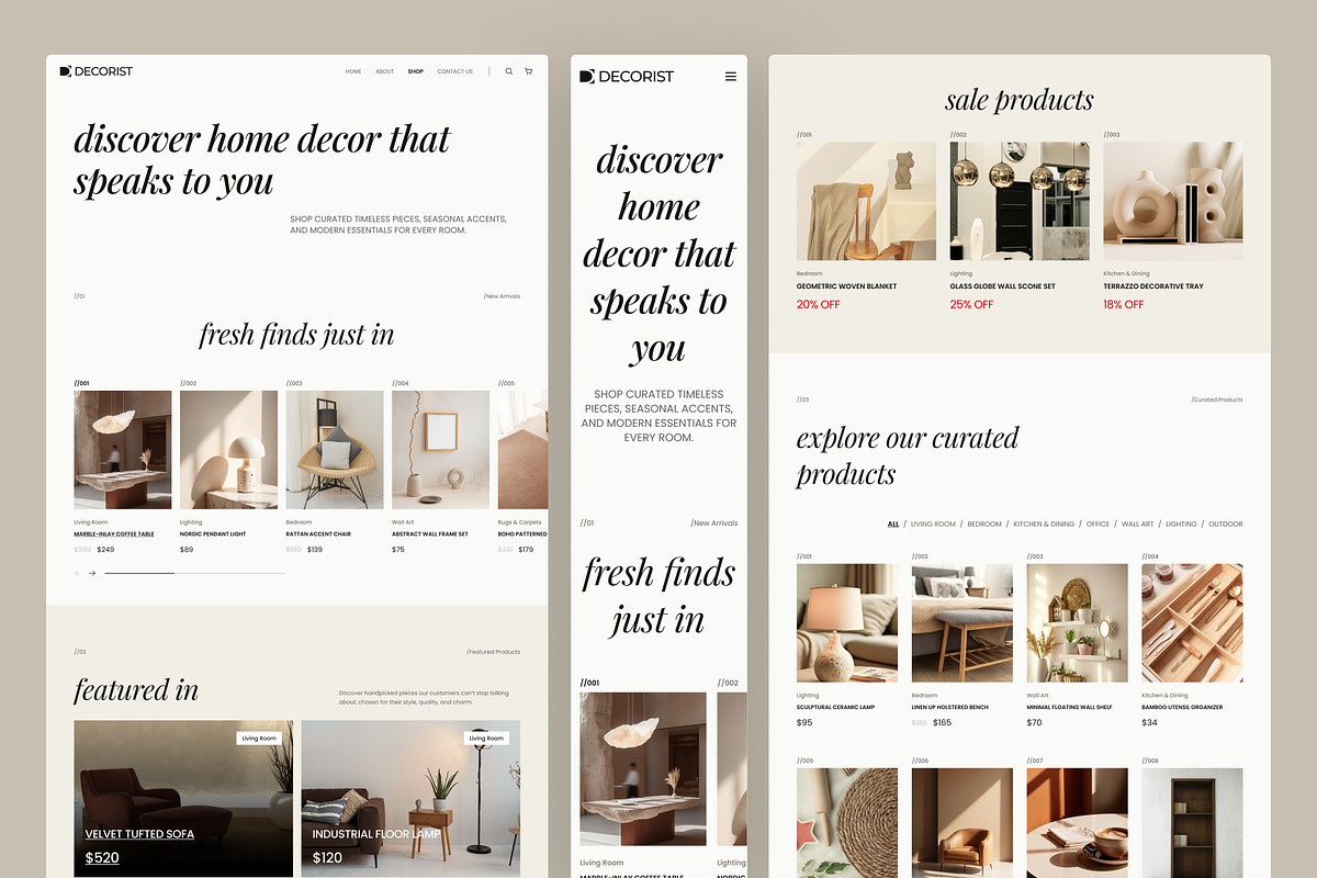 Home Decor Website UI Figma Template, an UI Kit Template by peterdraw (Photo 4 of 7)
