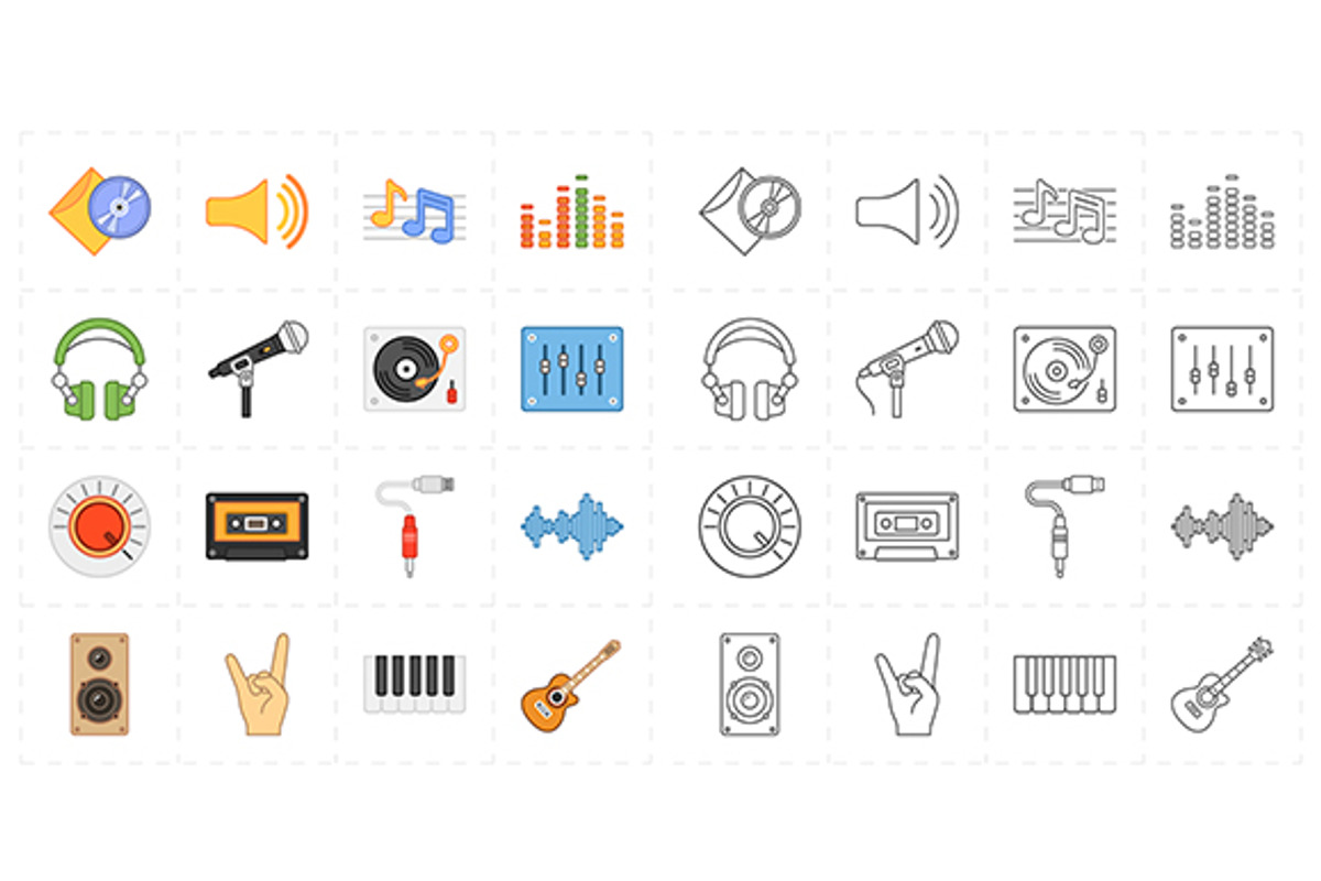 16 universal flat music icons, an Icon by Anton (Photo 1 of 4)