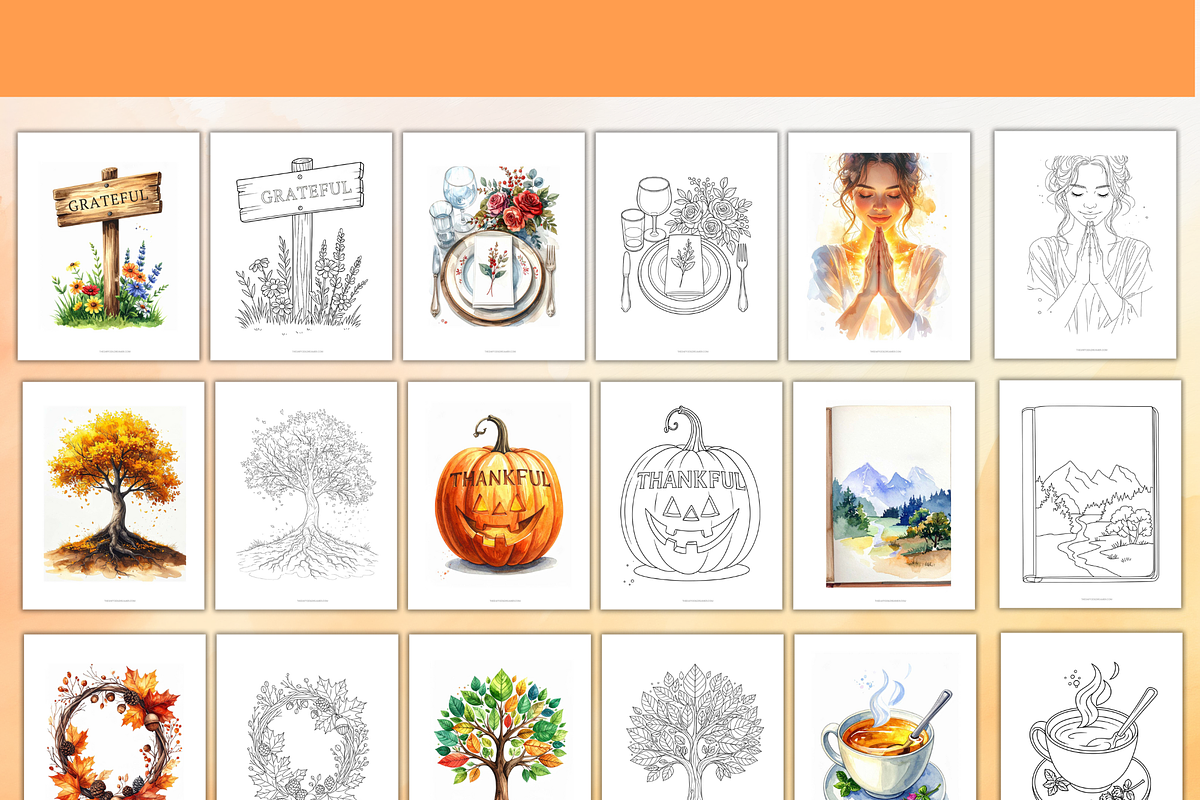 50 Thanksgiving Coloring Pages, an Object Illustration by Daffodil Dream Studio (Photo 6 of 13)